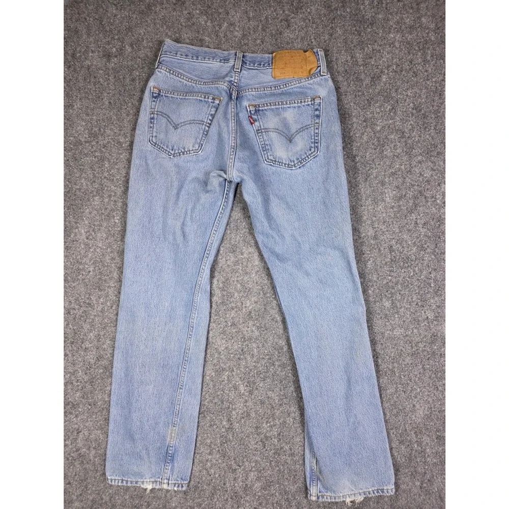 Y2K Levis 501 Jeans Mens 31X30 Light Wash Straight Leg Denim Button Fly